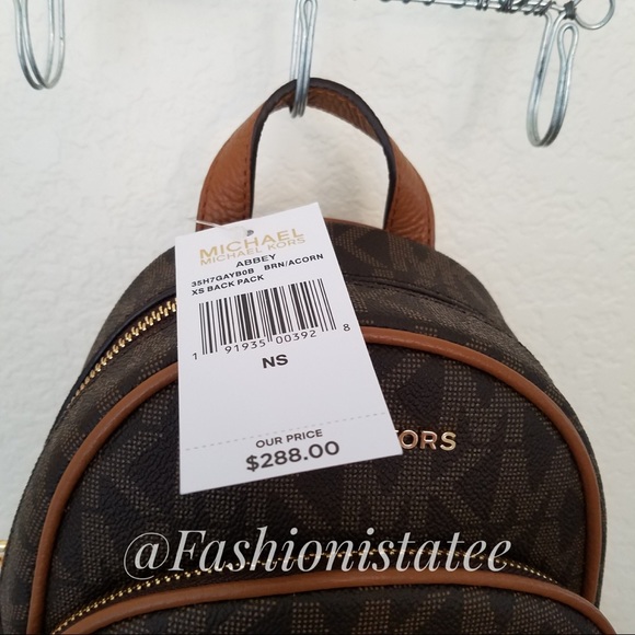 NWT MICHAEL KORS ABBEY BROWN ACORN BACKPACK XSMALL - Picture 7 of 8